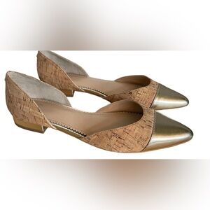 Crown & Ivy Melody Cork With Gold Flats; Size 9